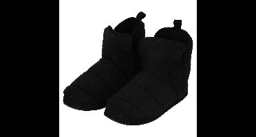 Apollo Heren Sloffen - zwart - teddy stof - pantoffels - antislip