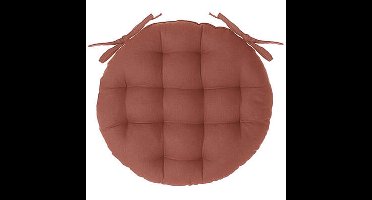 Atmosphera Stoelkussen rond - terracotta - katoen - 38 x 6.5 cm