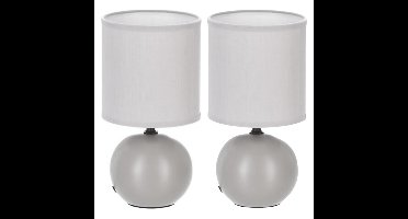Atmosphera Tafellamp Paris - 2x - kunststeen - grijs - H25 cm - staand