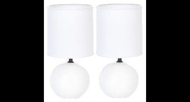 Atmosphera Tafellamp Paris - 2x - kunststeen - wit - H25 cm - staand