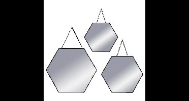 Atmosphera Wandspiegel set - 3x - hexagon - zwart - metaal