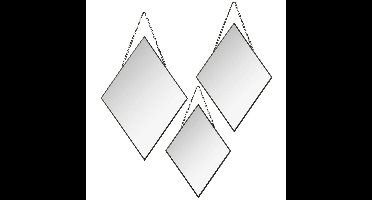 Atmosphera Wandspiegel set - 3x st - ruit - zwart - metaal
