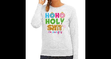 Bellatio Decorations Foute Kersttrui dames - hoholy shit - grijs