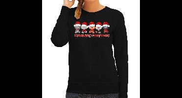 Bellatio Decorations Foute Kersttrui dames - kerstpoesjes- zwart