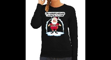 Bellatio Decorations Foute Kersttrui - kerstliedjes - zwart - dames