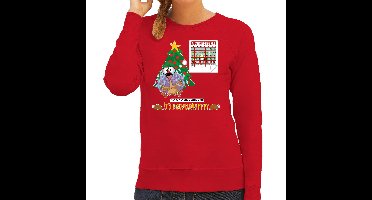 Bellatio Decorations Foute Kersttrui voor dames - doomsday - rood