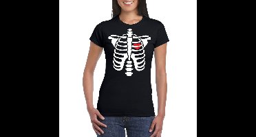Bellatio Decorations Halloween t-shirt skelet - zwart - dames