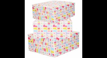 Bellatio Decorations Inpakpapier verjaardag - 3x - Happy Birthday
