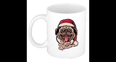 Bellatio Decorations Koffiemok - Merry Christmas hond - 300ml - Cadeau