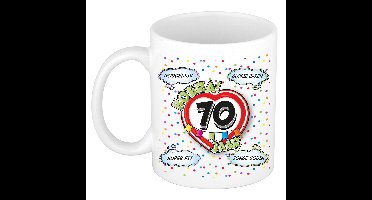 Bellatio Decorations Verjaardag mok 70 jaar - wit - goddelijk