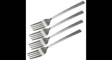 Bellatio design Gebaksvorkjes - 8x - zilver - RVS - taartvorkjes