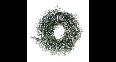 Bellatio Design Kunst deurkrans Eucalyptus - 35 cm - lichtgroen