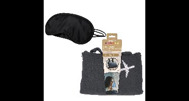 Bellatio Design Reisdeken met slaapmasker - zwart - fleece plaid