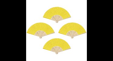 Bellatio Design Spaanse handwaaier - 10x - geel - bamboe/papier