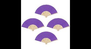 Bellatio Design Spaanse handwaaier - 4x - paars - bamboe/papier