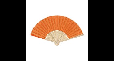 Bellatio Design Spaanse handwaaier - oranje - bamboe/papier