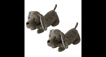 Boltze Deurstopper gewicht - 2x - dieren thema Teckel hondje - 1 kilo - groen/grijs - 38 x 15 cm