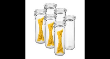 Bormioli Rocco Spaghetti voorraad/weck pot - 6x - glas - transparant - 26 x 9 cm - 1,5 L