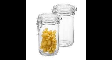 Bormioli Rocco Voorraad/weck pot - 2x - glas - transparant - 17 x 9 cm - 750 ml