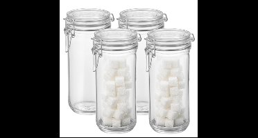Bormioli Rocco Voorraad/weck pot - 4x - glas - transparant - 21 x 10 cm - 1 L