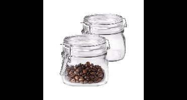 Bormioli Rocco Voorraad/weckpot - 2x - glas - transparant - 10,5 x 10 cm - 500 ml