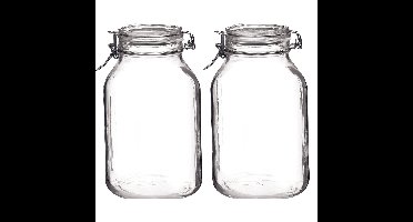 Bormioli Rocco Voorraad/weckpot - 2x - glas - transparant - 24 x 14 cm - 3 L