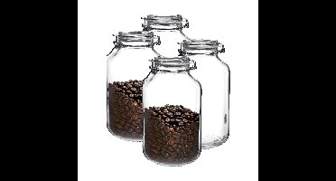 Bormioli Rocco Voorraad/weckpot - 4x - glas - transparant - 28 x 15 cm - 4 L