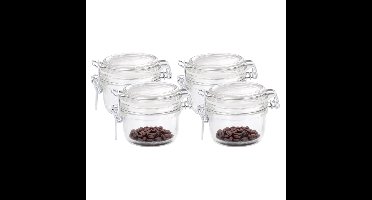 Bormioli Rocco Voorraad/weckpot - 4x - glas - transparant - 8 x 7 cm - 125 ml
