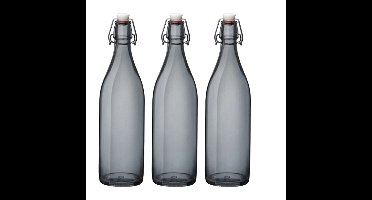 Bormioli rocco waterfles beugeldop - 6x - grijs transparant - 1000 ml