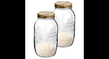 Bormioli Rocco Weckpot/inmaakpot - 2x - 1,5 L - glas - met draaideksel - 21 x 10 cm