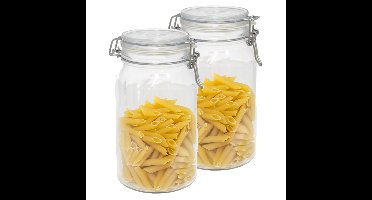 Bormioli Rocco Weckpot/inmaakpot - 2x - glas - 1,5 liter - met beugelsluiting - luchtdicht