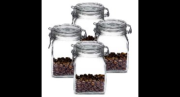 Bormioli Rocco Weckpot/inmaakpot - 4x - 1L - glas - met beugelsluiting - luchtdicht