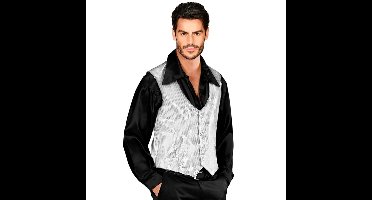 Carnaval verkleed gilet met pailletten - zilver - heren - vestje