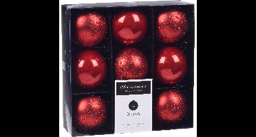 Christmas Decoration Kerstballen - 18x rood kunststof 6 cm
