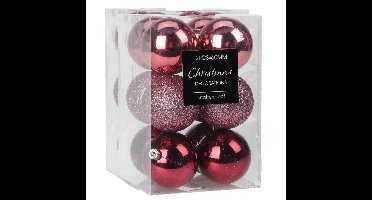 Christmas Decoration Kerstballen - 24x - 6 cm - kunststof - roze