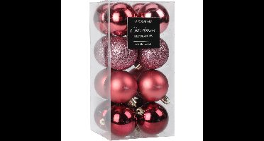 Christmas Decoration kleine kerstballen 24x -roze -3 cm -kunststof