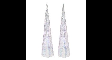 Christmas Decoration LED kerstboom kegels - 2x - H80 - regenboog - ijzer