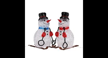 Christmas Decoration Verlichte sneeuwpoppen - 2x st - 25 x 19 x 31 cm