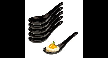 Cosy & Trendy Amuse lepel set - tapas - 6x stuks - porselein - zwart