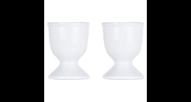 Cosy & Trendy Eierdopje - 2x - van porselein - wit - 6.5 cm