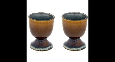 Cosy & Trendy Eierdopje - 6x - aardewerk - grijs/blauw - 5 cm