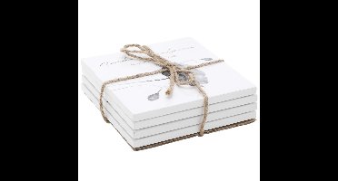 Cosy & Trendy Glazenonderzetters - 4x - wit - bamboe - 10 cm