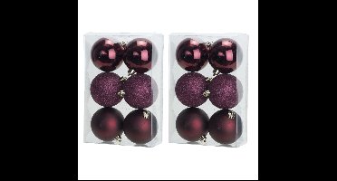 Cosy & Trendy Kerstballen - 12x st - bordeaux - 8 cm - kunststof