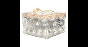 Cosy & Trendy kerstballen - 48x - zilver - 6 cm - in opbergtas