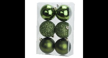 Cosy & Trendy Kerstballen - 6x st - appelgroen - 8 cm - kunststof