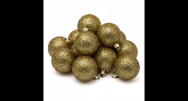 Cosy & Trendy Kerstballen - 6x st - goud - glitters - 8 cm