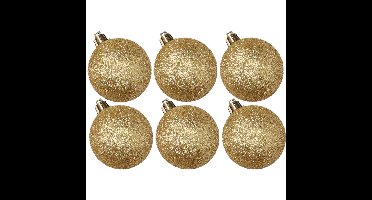 Cosy & Trendy Kerstballen - 6x st - goud - glitters - 8 cm