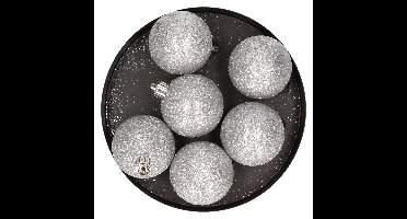 Cosy & Trendy Kerstballen - 6x st - zilver - glitters - 8 cm