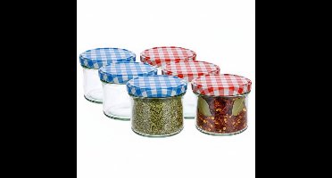 Cosy&trendy Weckpotten - rood / blauw - 6x stuks - 230 ml