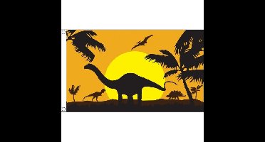 Dinosauriers/Dino uitgestorven dieren thema vlag 90 x 150 cm